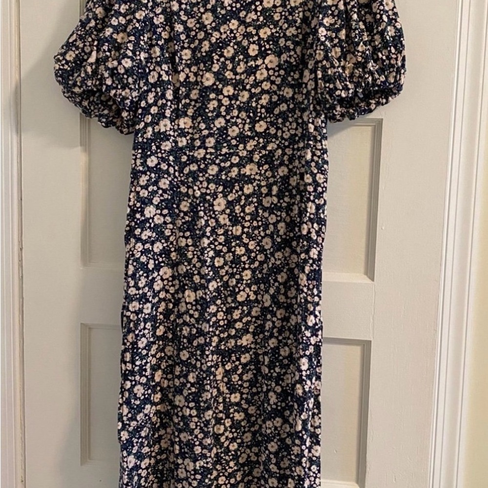 Old Navy Floral Midi Dress - Navy and Cream